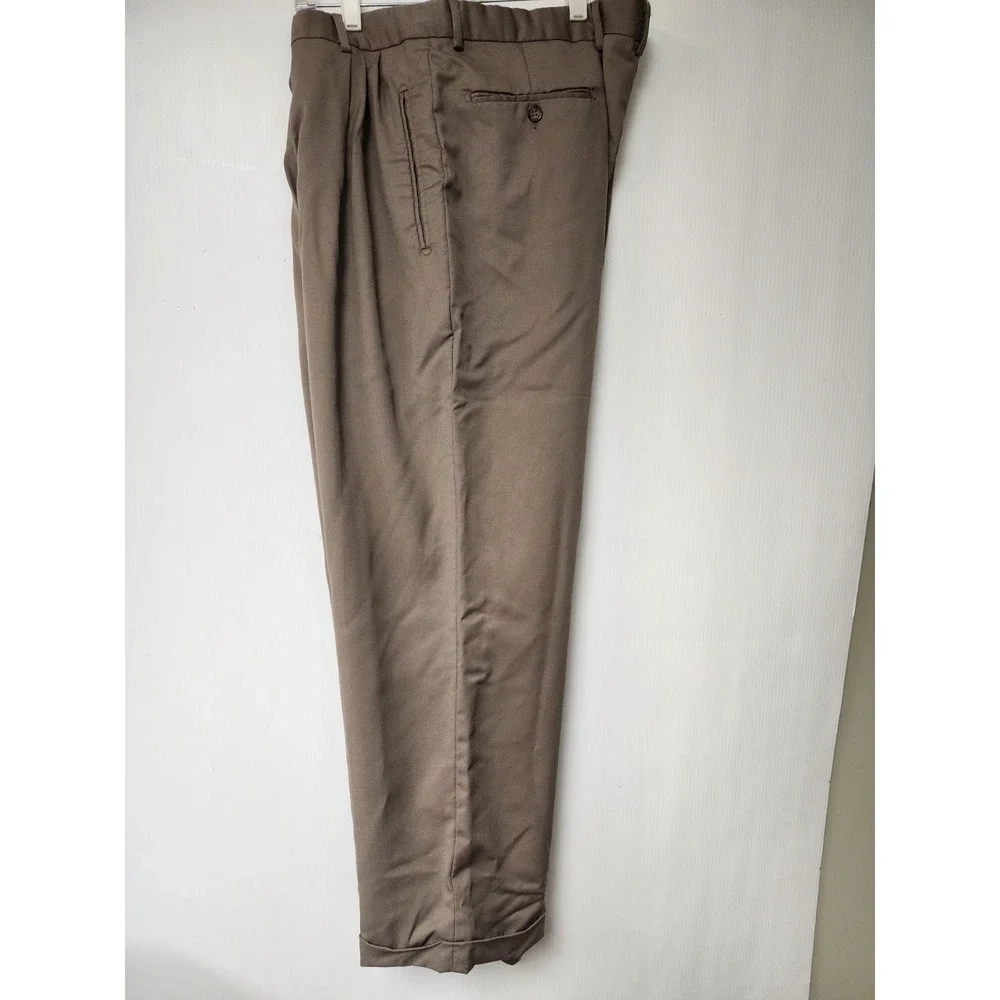 Lanificio Gallo & Figli Mens Super 100'sPleated Front Khaki Dress Pants  36 x 28